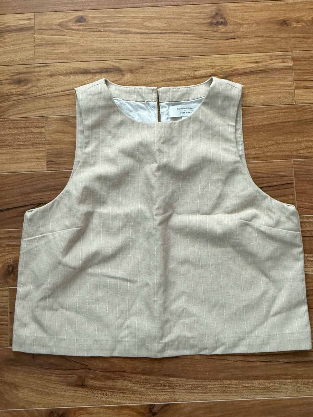 Banana Republic Linen Blend Sleeveless Top - Neutral Pinstripe - Size XS